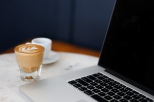 laptop with coffee